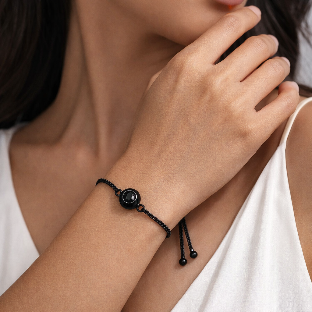 ✨ Minimal Chain Photo Projection Bracelet ✨ on model